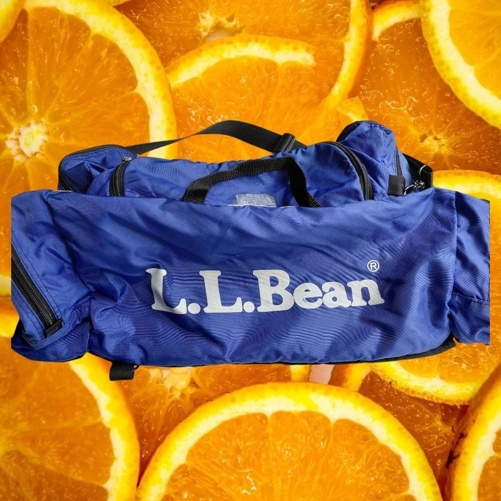 LL Bean Adventure Duffle Bag Royal Blue Nylon Travel Gym Sport Reflective 22in